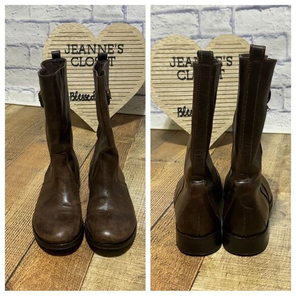 J. Crew Billie Short Womens Size 7 Brown Leather Mid Calf Buckle Boots - Picture 6 of 12